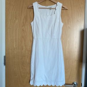 JCrew White Scalloped Dress